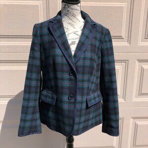 Talbot Blue Green Plaid Tartan Jacket Wool Blend Sz 8